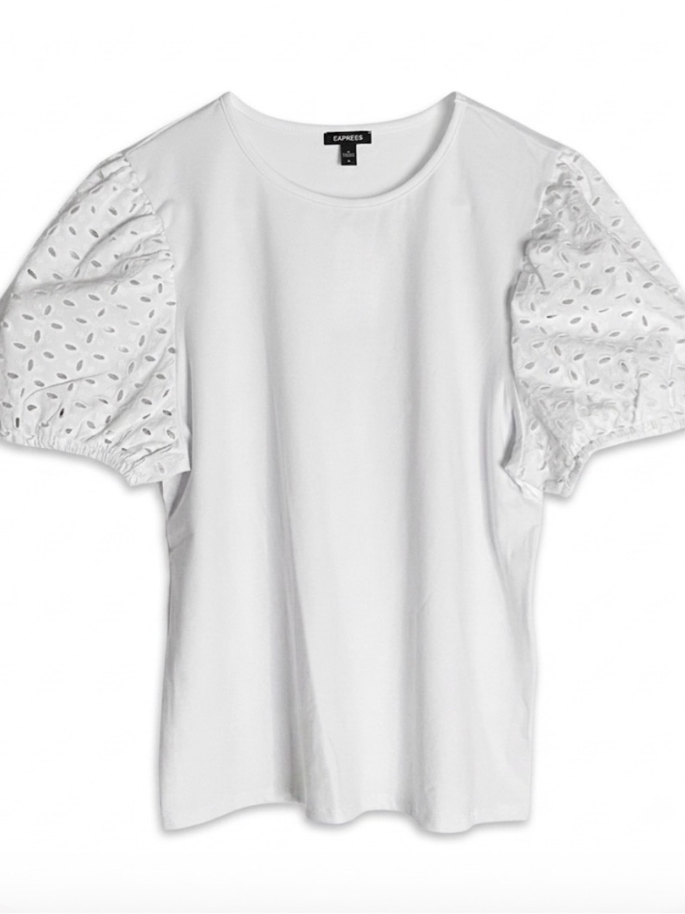EXPRESS Tee with Eyelet Sleeves Women’s L White